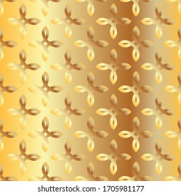 Golden gradient flower pattern. Abstract modern vector metal background. Shiny metallic wallpaper.