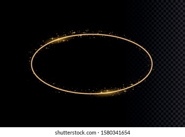 Golden gradient frames with light. Golden shiny frames with dust isolated on a transparent background. Vector illustration of a gold rim.  Luxurious realistic borders. 