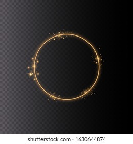 Golden gradient frames with light. Golden shiny frames with dust isolated on a transparent background. Luxurious realistic borders. illustration of a gold rim. 