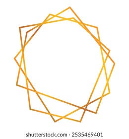 Der geometrische Rahmen mit goldenem Farbverlauf bildet einen Rahmen auf weißem Hintergrund