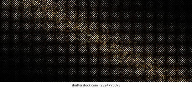 Golden gradient halftone background. Shining comic glitter texture. Pop up dotted sparkles pattern wallpaper. Retro design template for banner, flyer, poster, presentation. Vector illustration 