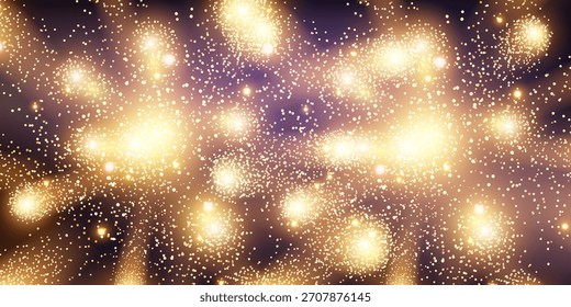 Golden gradient halftone background. Shining comic glitter texture. Pop up dotted sparkles pattern wallpaper. Retro design template for banner, flyer, poster, presentation. Vector illustration 