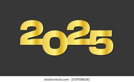 Golden Gradient. Happy New Year 2025 Text Effect 
