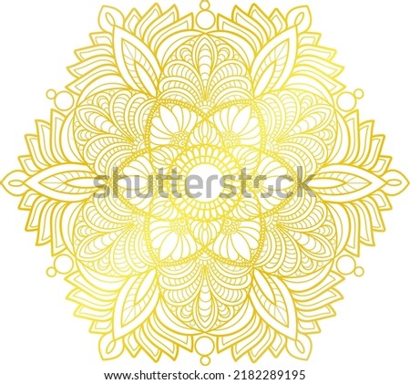 golden gradient hexagram mandala with doodle motifs