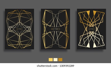 Golden gradient lines background, art deco design for the banner, flyer, poster, cover brochure or other printing products. Vector illustration.