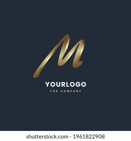 Diseño LOGO de gradiente dorado en estilo de carácter M utilizado para las plantillas de marcas de marca LOGO y Branding de la empresa.