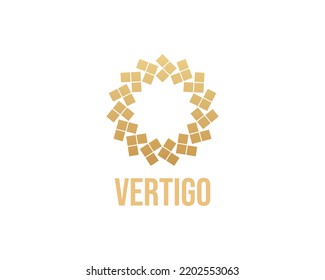 Mosaico de gradiente dorado vértigo logotipo
