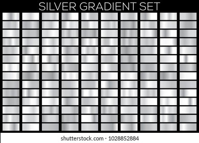 Golden Gradient Noble Metal Set. Vector Icon Set With 140 Metallic Silver Or Platinum Gradient Background Texture. Illustration For Frame, Ribbon, Brochure, Banner, Coins And Label Precious, Bullion