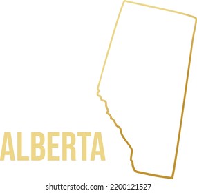 Golden gradient outline map of Alberta province