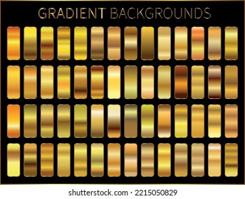 Golden gradient, pattern or template. Set of colors for design, collection of high quality gradients.Metallic gold texture, shiny background.Pure metal.