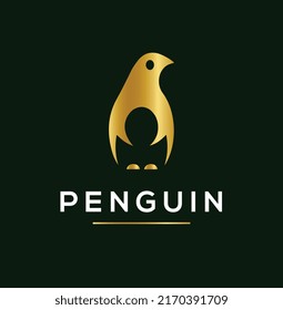 Golden gradient Penguin for Luxury business card