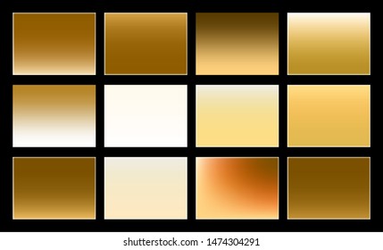 Golden gradient set. Vintage background, great design for any purposes, template for gold border, frame, ribbon design. Creative vector element. Light effect, creative image.