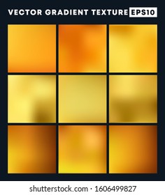 Golden gradient texture pattern set for the background. Vector illustration.