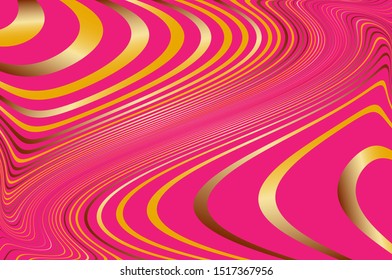 Golden gradient wavy swirling lines on a bright background. Vector illustration