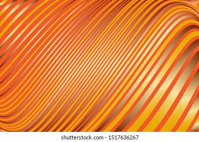 Golden gradient wavy swirling lines on a bright background. Vector illustration