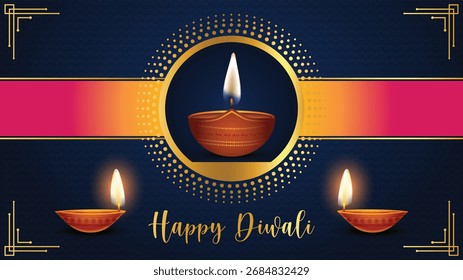 Golden and gradient-based greeting card or illustration for the Diwali festival.