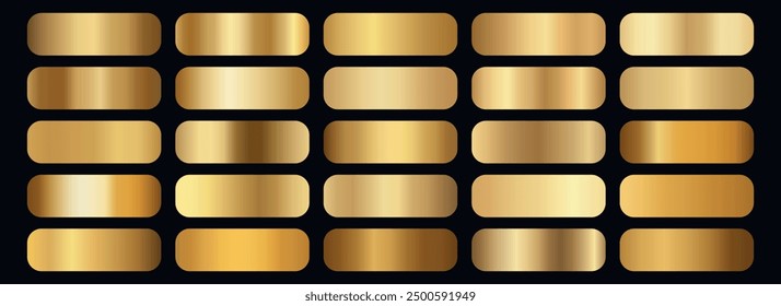 Golden gradients set. Metallic gold gradients. Elegant gold gradients collection.