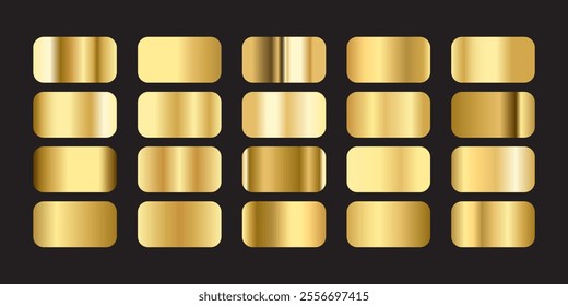 Golden gradients set. Metallic gold gradients. Elegant gold swatch palette collection. A creative element for your design or logo banner and website