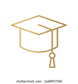 golden graduation cap icon- vector illustration