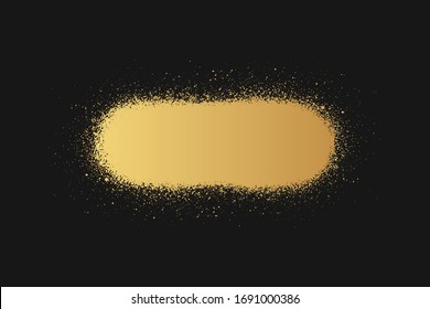 Banderole en graffiti doré. Cadre de peinture au spray d'or. Arrière-plan grunge aérographe. Image vectorielle illustration dessinée isolée. 
