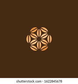 Golden grain logo concept in geometric style
