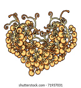 golden grape cluster heart
