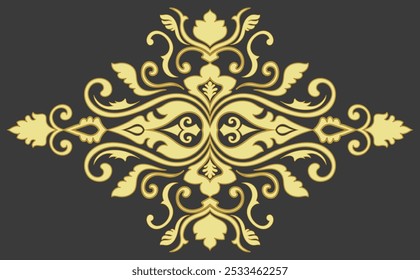Golden graphic element, abstract vintage pattern fabric pattern components