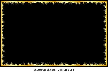 Golden grass frame border ornamental decorative vector background luxurious theme abstract creative color vintage retro style card slide photo frame background