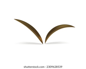 Golden grass herbal organic stem curved lush leaves floristic composition decor 3d icon vector