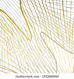 Golden and gray pattern lines illustrated as leaf veins for modern decor and background. Graphic vector illustration modern colours. Plant and beauty style. Leaf streaks texture. Futuristic design.