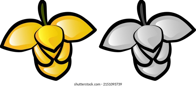 Golden and Gray of Roumdol flower the National of Cambodia flower over white background. Vector