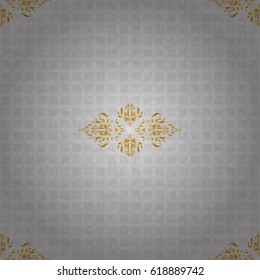 Golden and gray seamless pattern. Oriental vector pattern with arabesques and gloden floral elements. Traditional classic ornament.