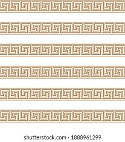 Golden Greek key seamless pattern. Arabic geometric texture. Islamic Art. Abstract geometric. Vector and illustration.