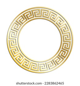 Golden Greek round frames for decorative headers. Golden ancient greek ornaments isolated on white background. Vector