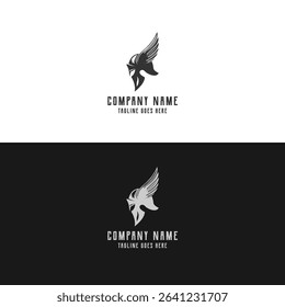 Golden Greek Spartan or Roman Knight War Helmet with Wings, Vector Illustration