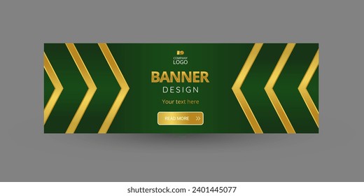 Golden and green banner design with CTA button: Read more.