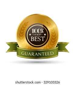 Golden Green Black Premium Quality Best Labels Collection Isolated on White Background