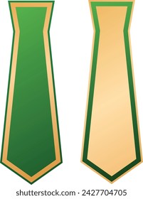 Golden green cravat necktie symbol clipart isolated for St. Patrick's day costume fashion clothes design