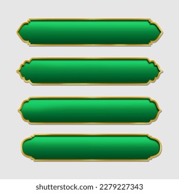golden and green Islamic style border and frame design template vector element. Suitable for design element of Ramadan poster, Eid Mubarak greeting card, and copy space for Islamic quote text.