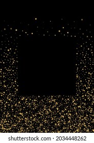 Golden Greeting Glitter Illustration. Vector Sequin Design. Gradient Star Spatter Background. Shining Spark Texture. Gold Small Pattern