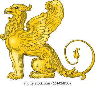 Golden Griffin Vector Illustration #1013