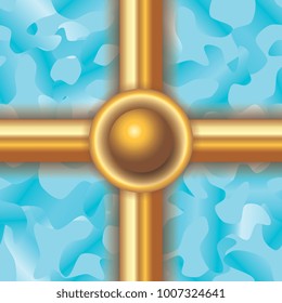 golden grill with light blue background