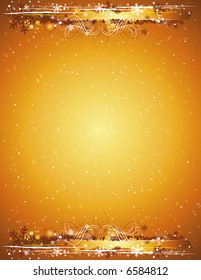 golden grunge christmas background, vector illustration