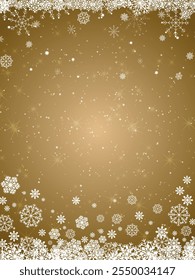 Golden grunge Christmas background, Christmas wishes background, Winter Snowfall Christmas background, Flying snow flakes and stars on winter Golden background. snowflake template. Vector illustration