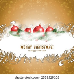 Golden grunge Christmas background, Christmas wishes background, Winter Snowfall Christmas background, Flying snow flakes and stars on winter Golden background. snowflake template. Vector illustration