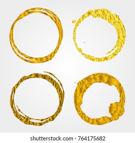 Golden grunge circles.Vector gold round shapes.