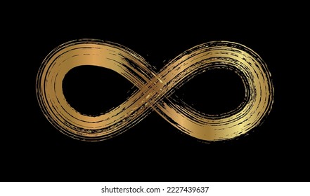 Símbolo de infinito de grano dorado.Logo del pincel de trazo infinito.