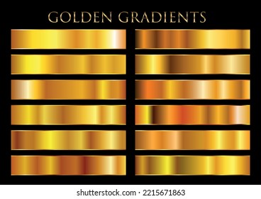 Golden grunge shiny gradient design collection.