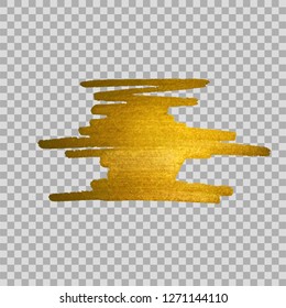 Golden grungy stain on transparent background