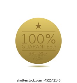 Golden Guaranteed label. Best offer badge, Vector illustration